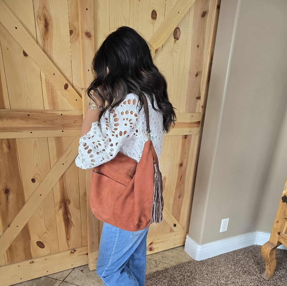 HOBO Gardner Leather Tassel Hobo Bag